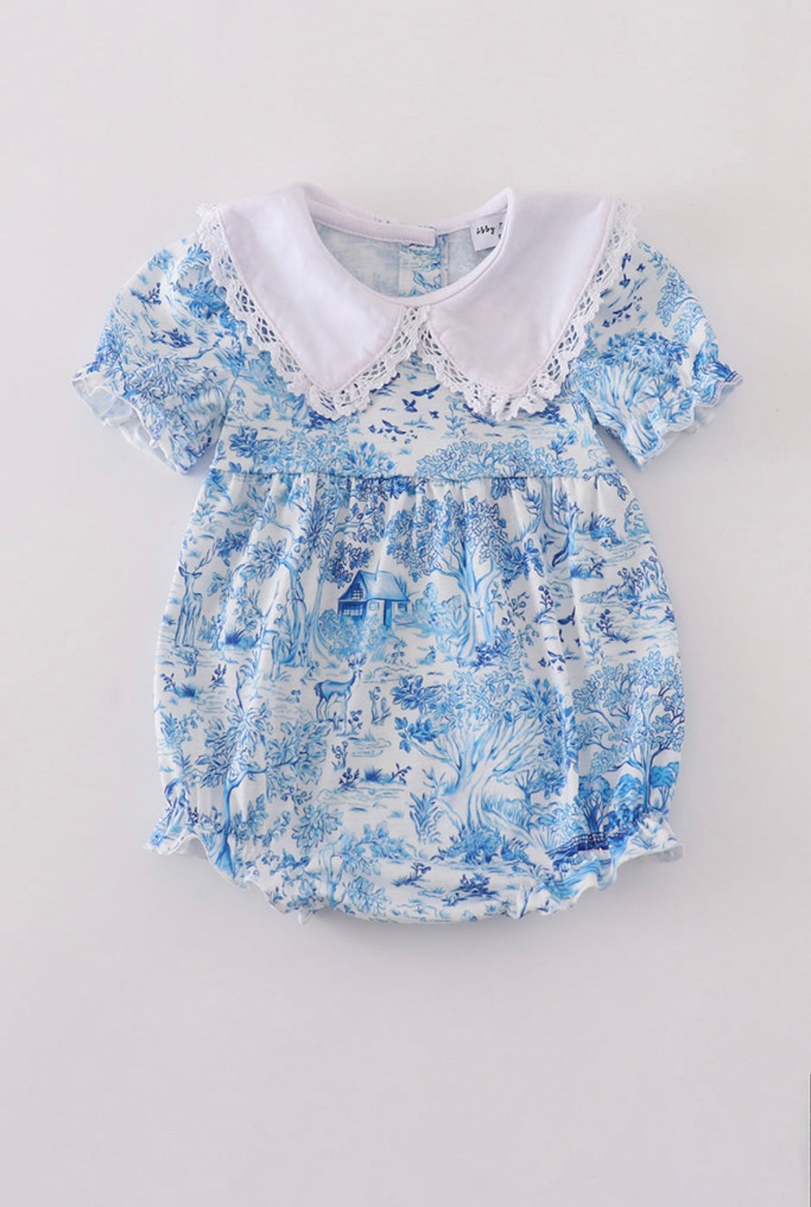Blue Willow Toile Print Bubble